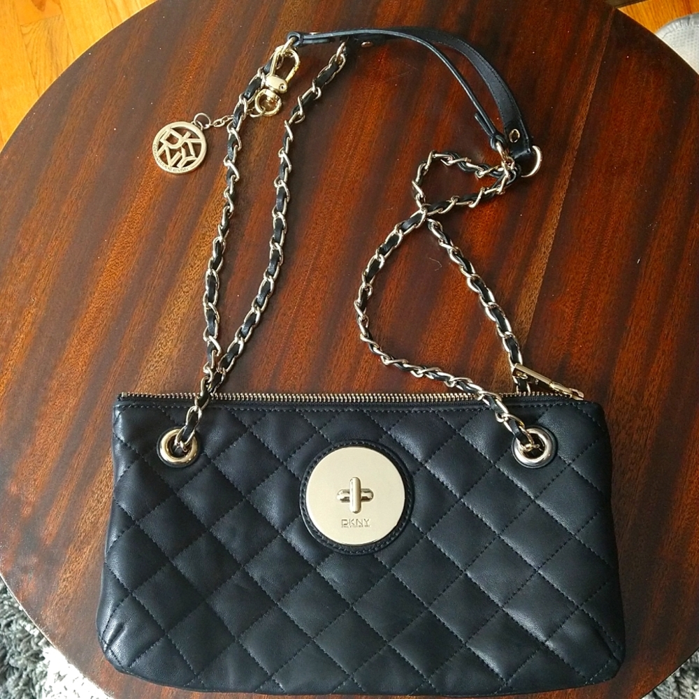 DKNY Donna Karan quilted black Leather Bag